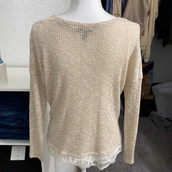Jessica Simpson Tan Lace Trim Knit Top Size Small - Picture 6 of 7